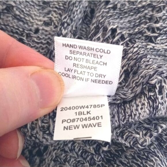 OneWorld Size 2X Womens Cardigan Sweater Open Front Gray Black Chevron Knit - Picture 10 of 10